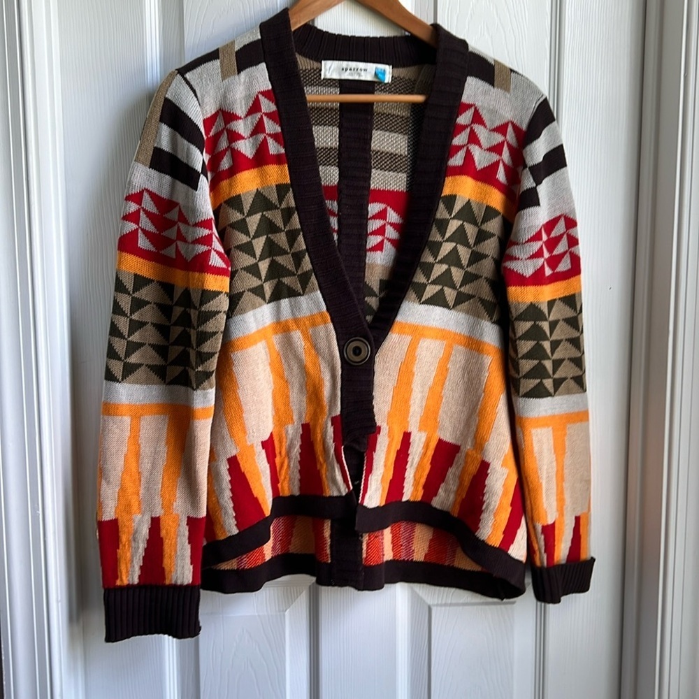 Sparrow Cardigan Sweater Western Boho Print in women’s size XL